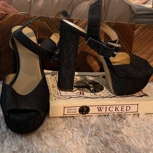 Michael Kors Denim Peep Toe Platforms